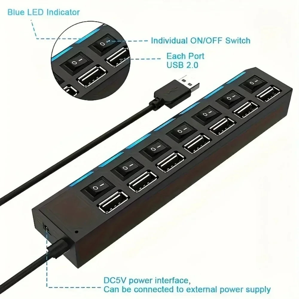 Hub USB 3.0 con 4/7 Porte LED — 5Gbps Interruttore Individuale