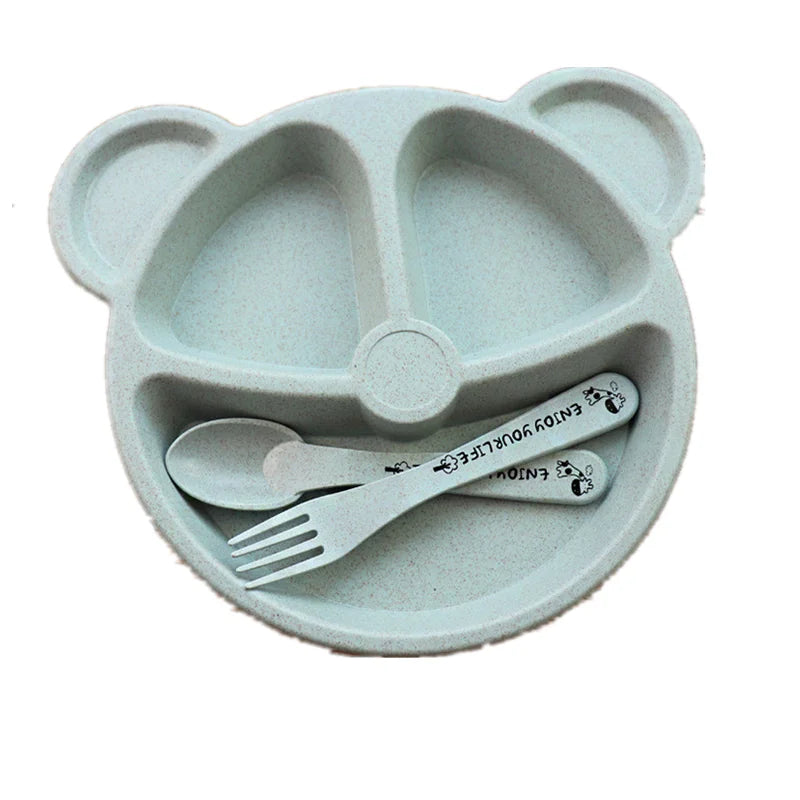 Baby Talheres Fork Colher Feeding Free Kids from Animated Practice Cartoons Baby Eat Dishes Anti-Hot Dining Plate Children Plate