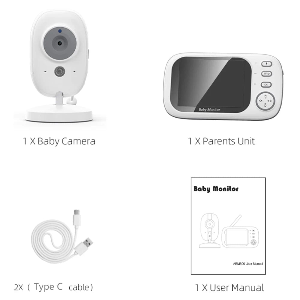 New 3.5'' Video Baby Monitor Night Vision Security Cam 2.4G Mother Kid 2 Way Audio Talk Video Surveillance Cam with Temperature