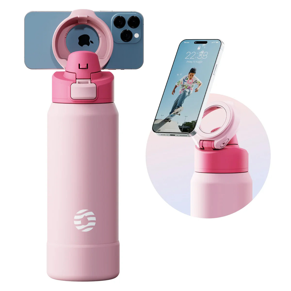 Thermos Magnetico Bottiglia D'Acqua Sportiva in Acciaio Inossidabile Con Supporto Magnetico per Telefono Copertura Rimbalzante Tazza Isolante