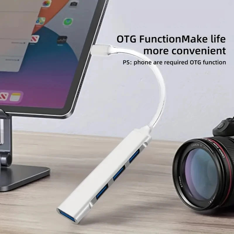 Hub USB-C 4 Porte OTG — Per MacBook, Xiaomi e Laptop