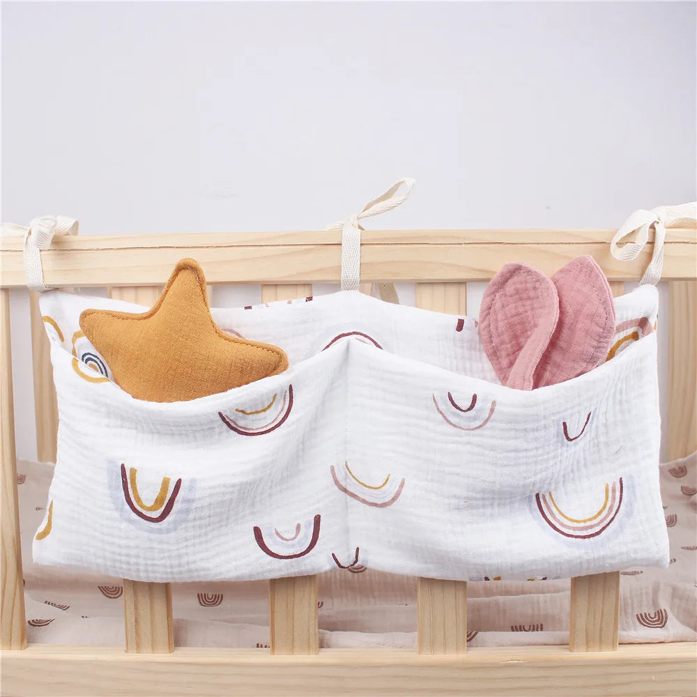 Organizzatore per culla Lettino Caddy Borsa portaoggetti per letto 2 tasche Comodino Appeso Pannolini Nursery Giocattoli Borsa Pannolini Passeggino Organizzare