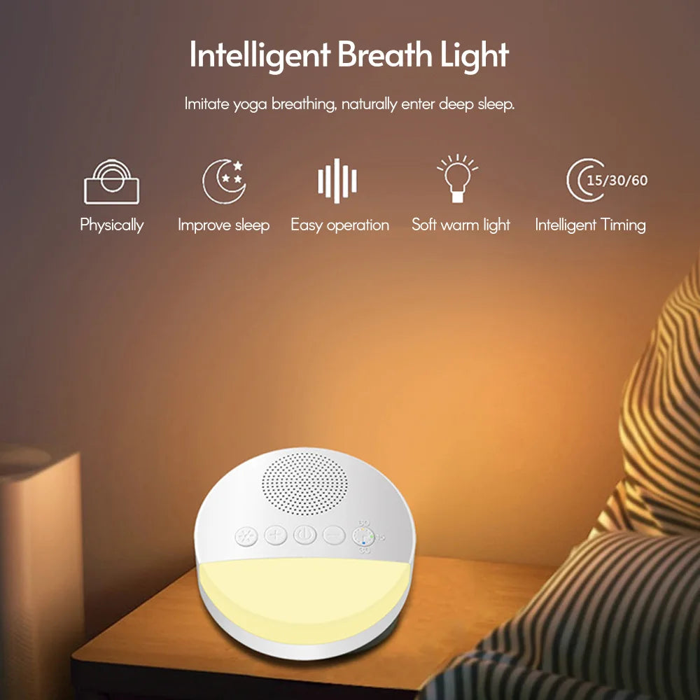 Macchina per il rumore bianco del bambino Macchina per il sonno con spegnimento temporizzato ricaricabile tramite USB Lettore di suoni per il sonno del bambino Lettore di rumore con timer per luce notturna