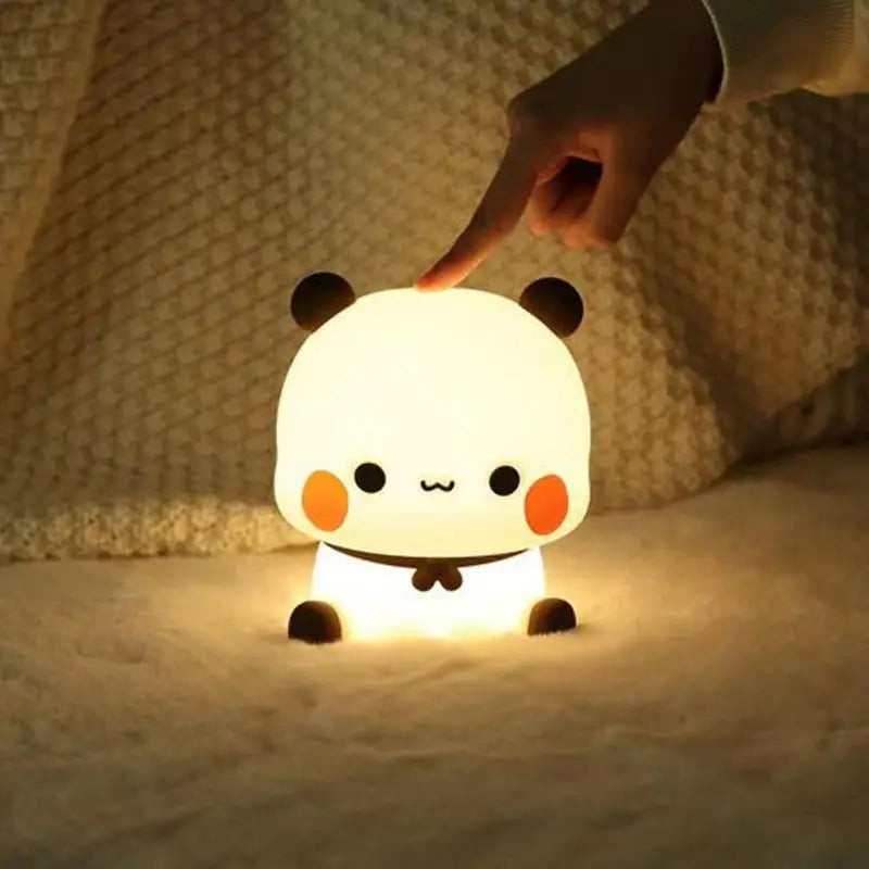 Simpatico panda luce notturna LED Squishy novità animale tocco lampada da notte 3 modalità dimmerabile bambino bambini camera da letto luce notturna lampada Pat