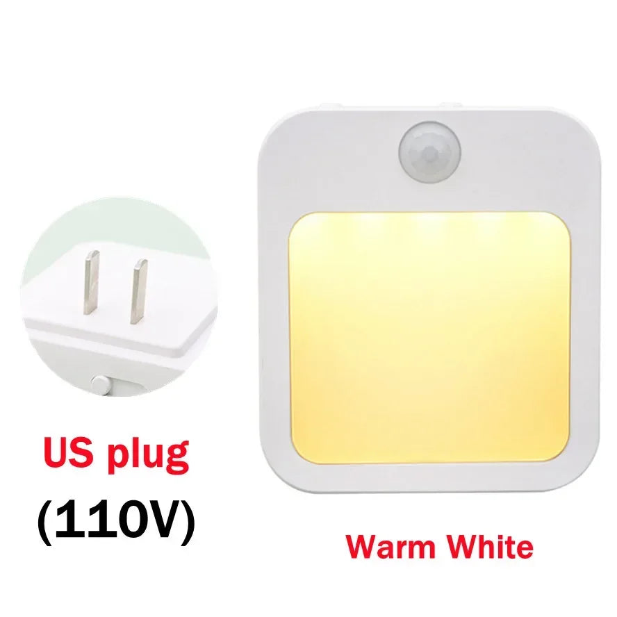 Luci notturne a LED con sensore di movimento Spina europea Luce per armadio dimmerabile per illuminazione notturna senza fili per comodino camera da letto corridoio
