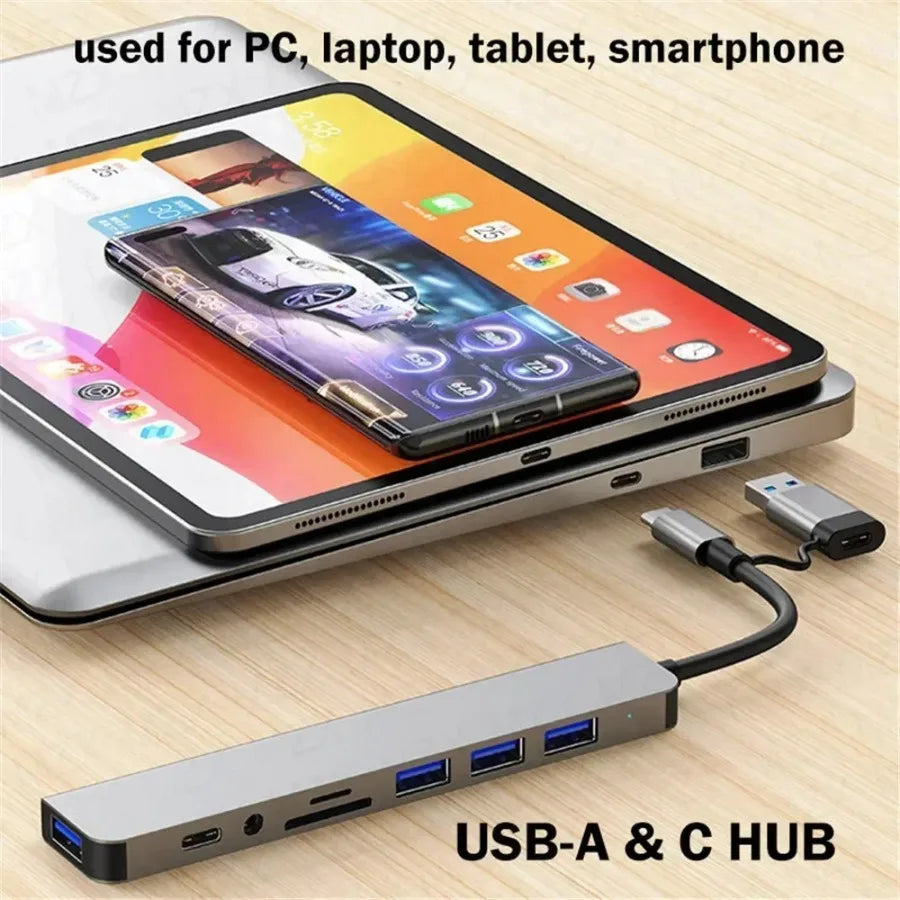 Hub USB-C 7/8 in 1 — Adattatore Multiporta per Tablet