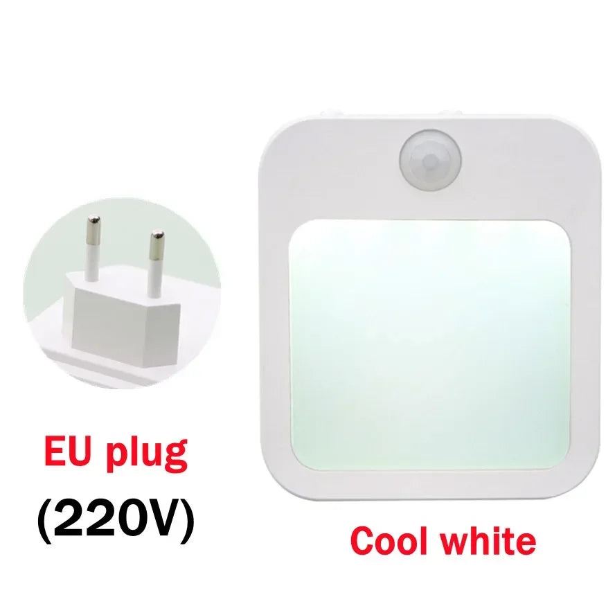 Luci notturne a LED con sensore di movimento Spina europea Luce per armadio dimmerabile per illuminazione notturna senza fili per comodino camera da letto corridoio