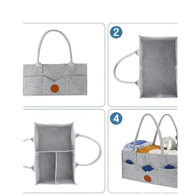 Borsa portaoggetti per pannolini in feltro per bambini Pannolini per giocattoli vari per bambini Borsa per pannolini in feltro di grande capacità