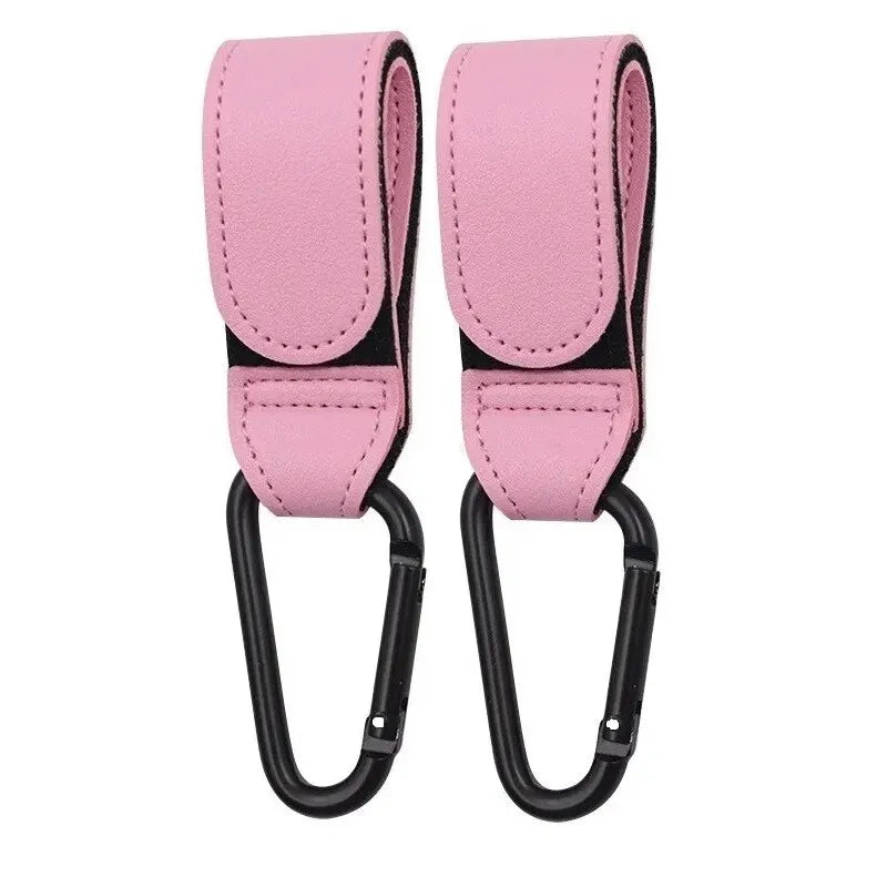 Ganci per carrello in pelle da 2 pezzi Gancio per passeggino PU Gancio per carrozzina regolabile Organizzatore Borsa per pannolini Gancio Accessori da viaggio per bambini