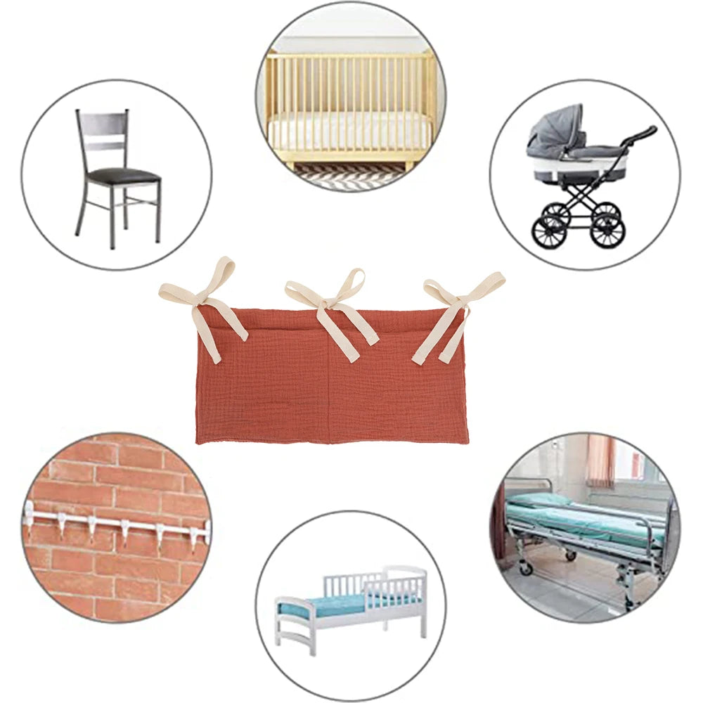 Organizzatore per culla Lettino Caddy Borsa portaoggetti per letto 2 tasche Comodino Appeso Pannolini Nursery Giocattoli Borsa Pannolini Passeggino Organizzare