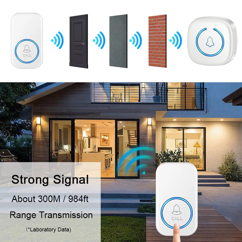 Campanello Senza Fili Smart — 300m, 60 Suoni, Impermeabile IP44