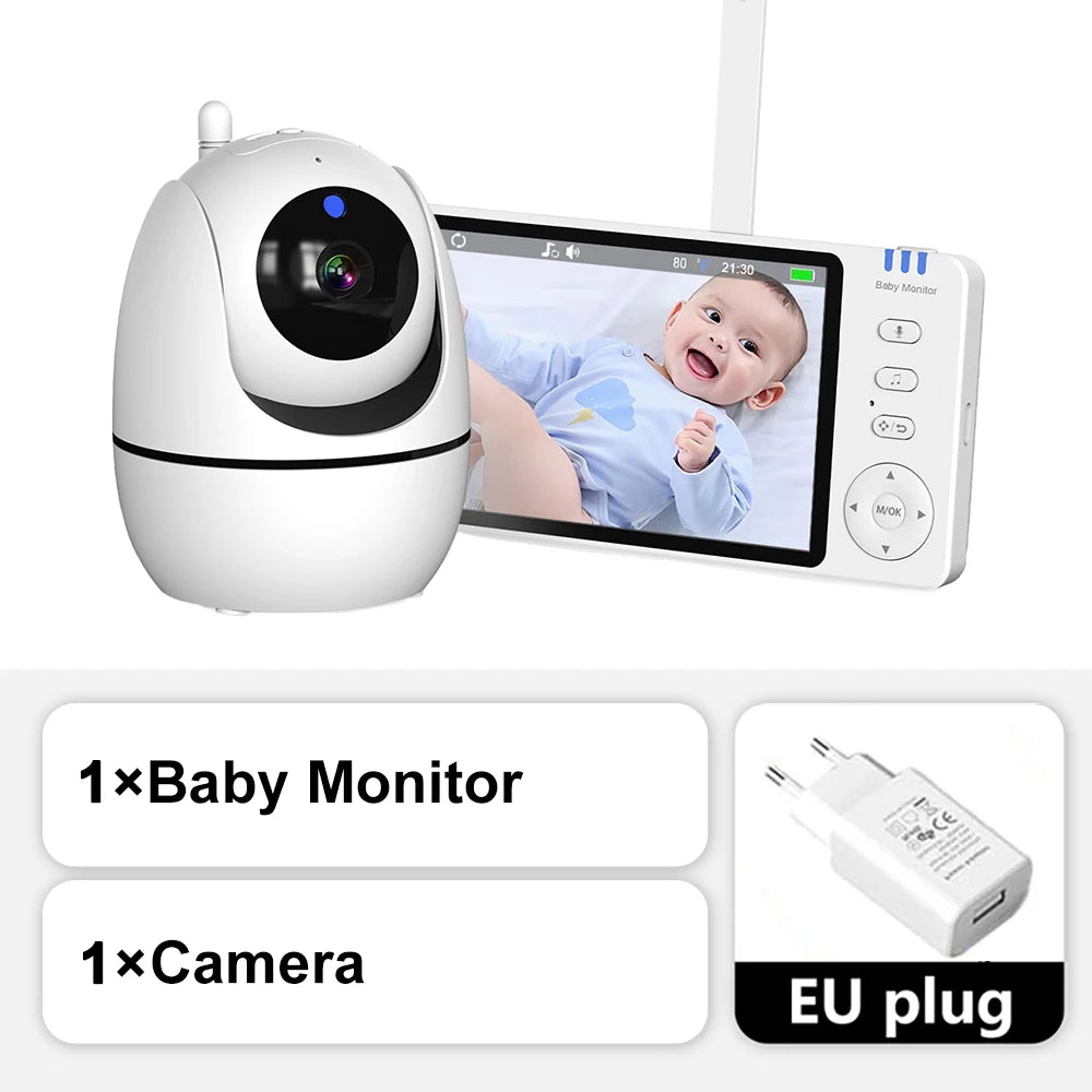 Baby monitor video da 5 pollici con telecamera PTZ Zoom Babyphone Cam Protezione di sicurezza Telecamere di sorveglianza Sensore di temperatura Ninna nanna