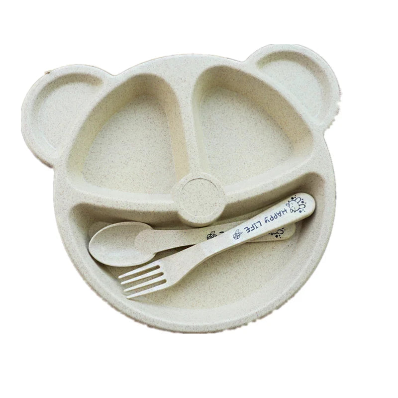 Baby Talheres Fork Colher Feeding Free Kids from Animated Practice Cartoons Baby Eat Dishes Anti-Hot Dining Plate Children Plate