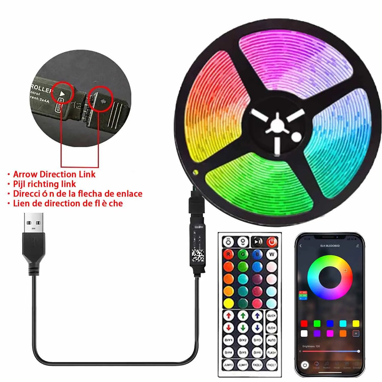 Striscia LED RGB 5M USB — 16 Milioni di Colori per TV e Gaming