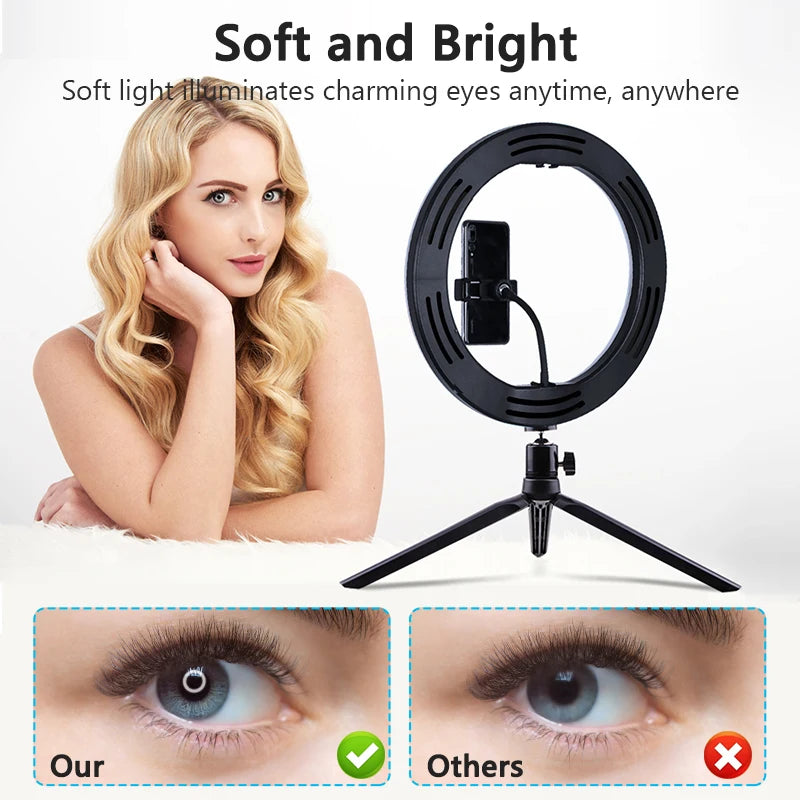 Selfie Ring Light Photography Led Rim of Lamp with Optional Mobile Holder Mounting Tripod Stand Ringlight for Live Video Stream