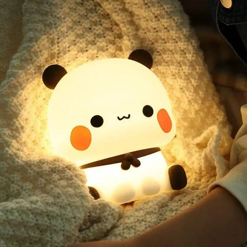Simpatico panda luce notturna LED Squishy novità animale tocco lampada da notte 3 modalità dimmerabile bambino bambini camera da letto luce notturna lampada Pat