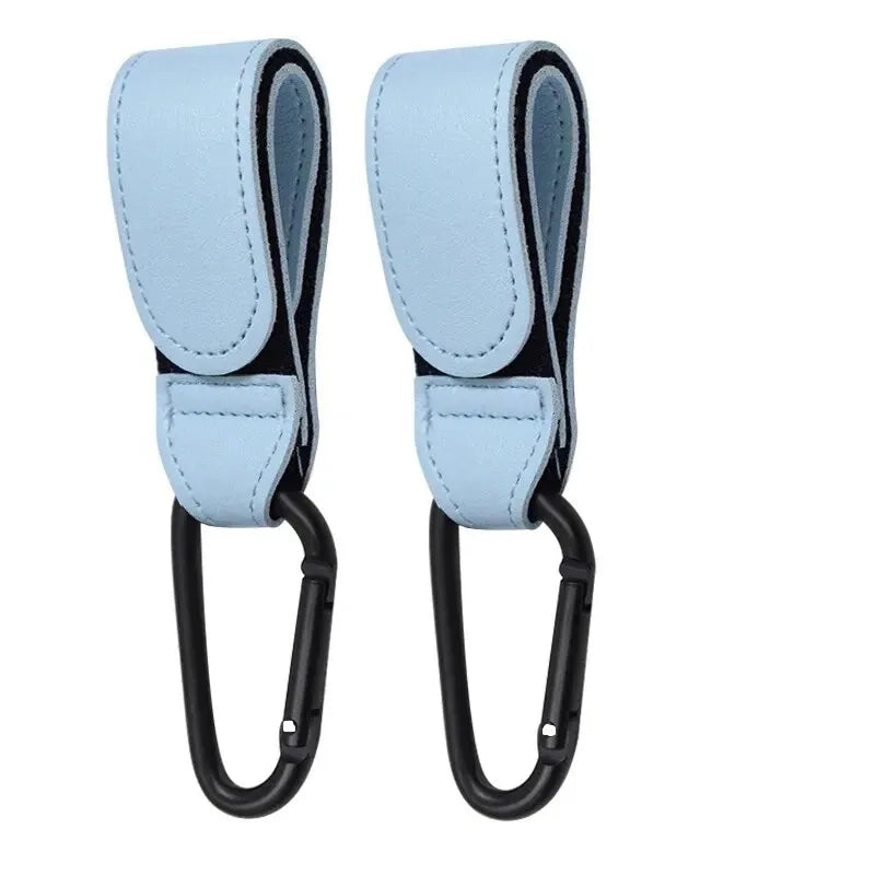 Ganci per carrello in pelle da 2 pezzi Gancio per passeggino PU Gancio per carrozzina regolabile Organizzatore Borsa per pannolini Gancio Accessori da viaggio per bambini