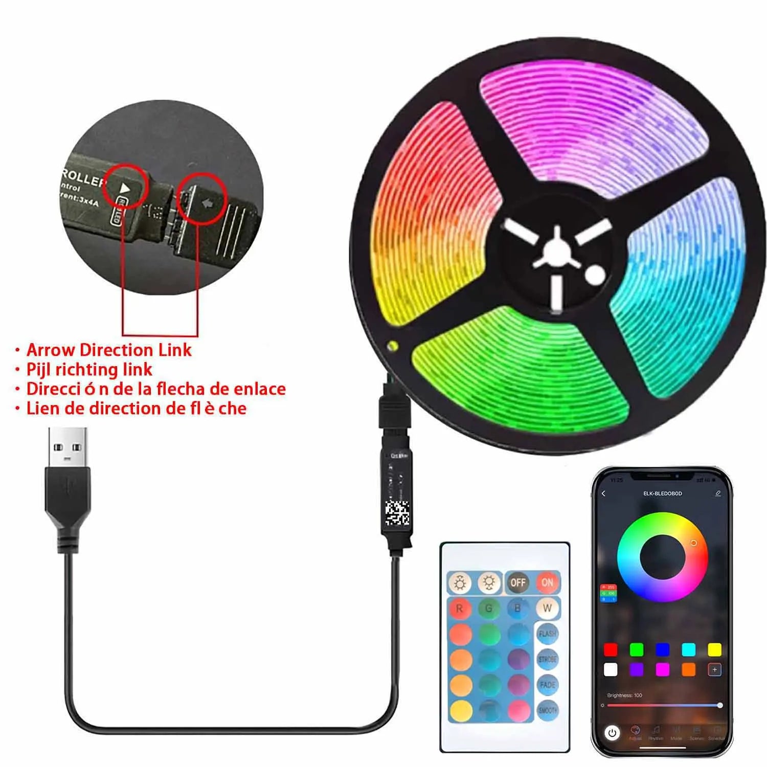 Striscia LED RGB 5M USB — 16 Milioni di Colori per TV e Gaming