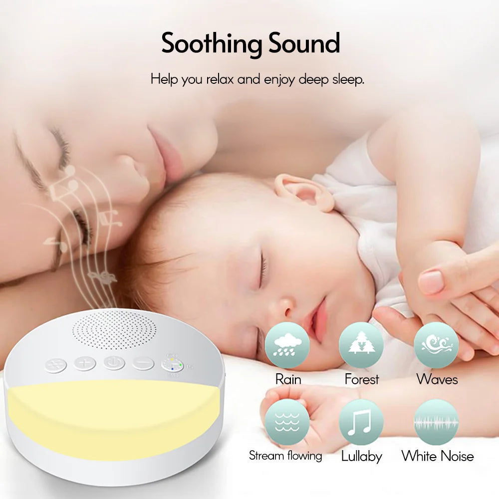 Macchina per il rumore bianco del bambino Macchina per il sonno con spegnimento temporizzato ricaricabile tramite USB Lettore di suoni per il sonno del bambino Lettore di rumore con timer per luce notturna