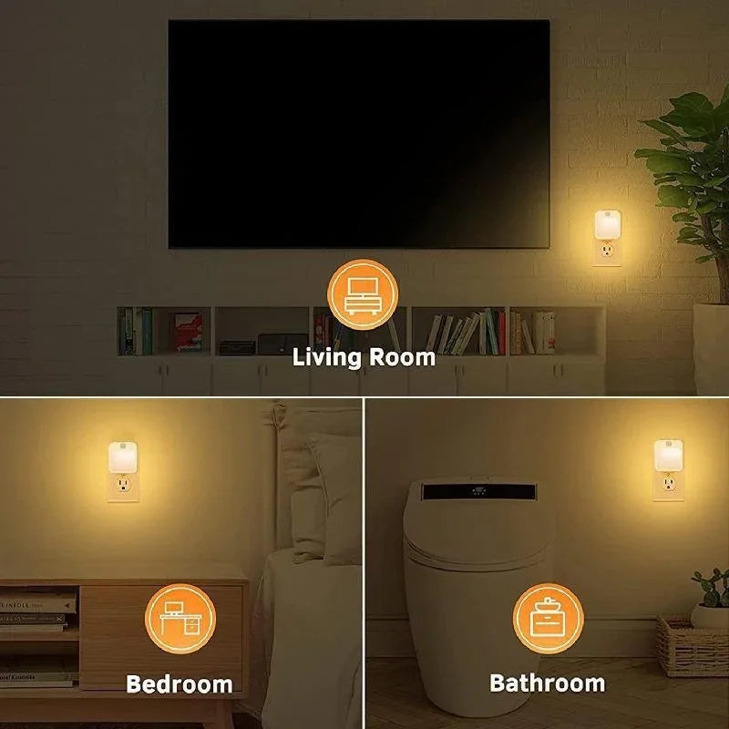 Luci notturne a LED con sensore di movimento Spina europea Luce per armadio dimmerabile per illuminazione notturna senza fili per comodino camera da letto corridoio