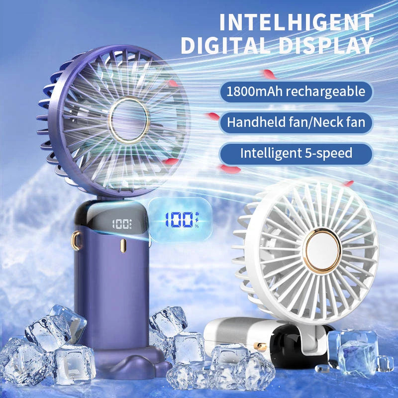Ventilatore da Collo Portatile USB — 5 Velocità 1800mAh