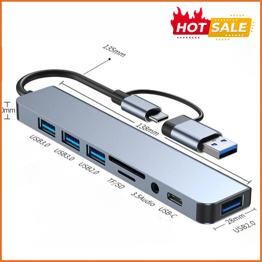 Hub USB-C 7/8 in 1 — Adattatore Multiporta per Tablet