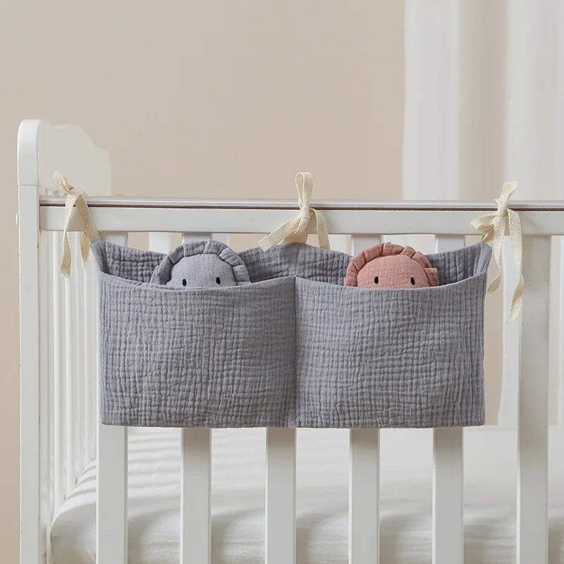 Organizzatore per culla Lettino Caddy Borsa portaoggetti per letto 2 tasche Comodino Appeso Pannolini Nursery Giocattoli Borsa Pannolini Passeggino Organizzare