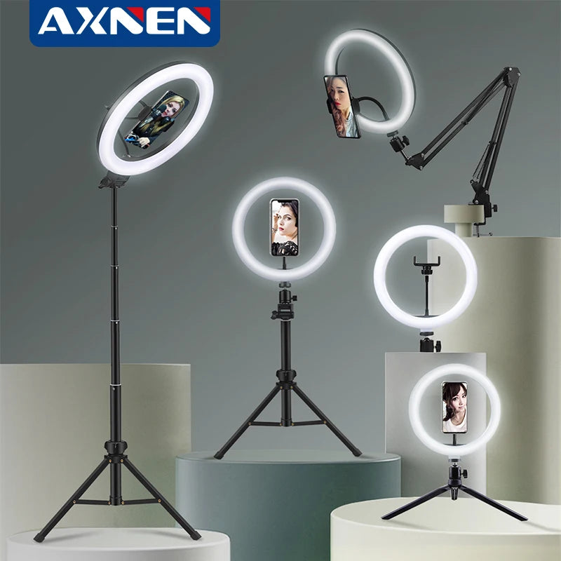 Selfie Ring Light Photography Led Rim of Lamp with Optional Mobile Holder Mounting Tripod Stand Ringlight for Live Video Stream