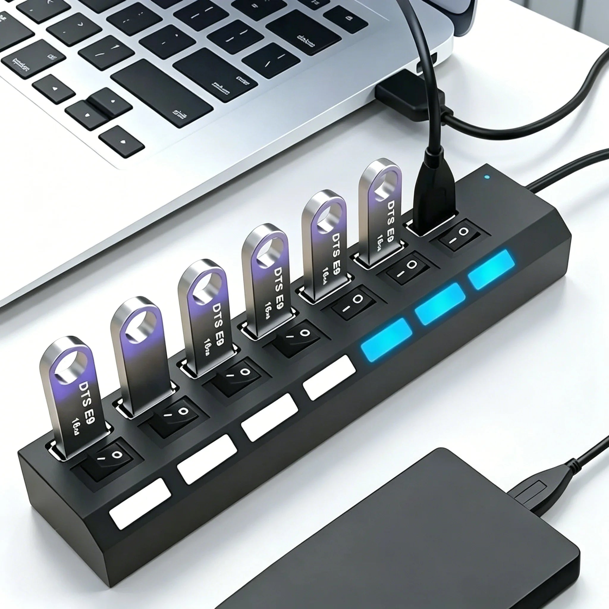 Hub USB 3.0 con 4/7 Porte LED — 5Gbps Interruttore Individuale
