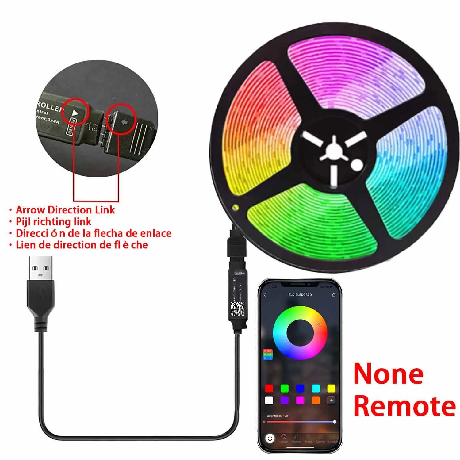 Striscia LED RGB 5M USB — 16 Milioni di Colori per TV e Gaming