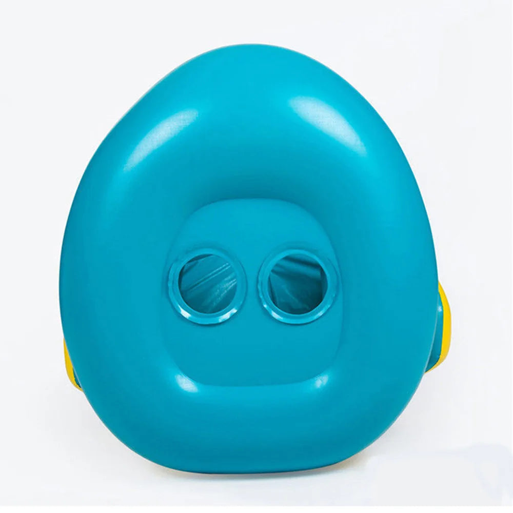 1Pc Yellow Sunshade Seat Ring with Steering Wheel Swimming Pool Inflatable Floating Baby Seat