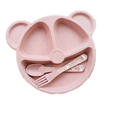 Baby Talheres Fork Colher Feeding Free Kids from Animated Practice Cartoons Baby Eat Dishes Anti-Hot Dining Plate Children Plate