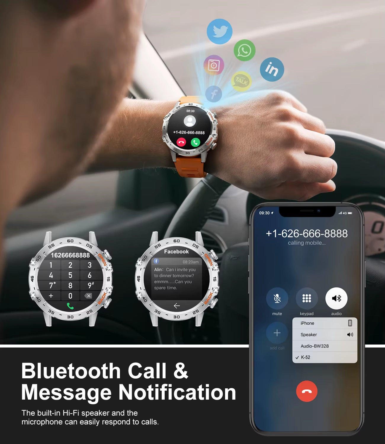 LIGE New1.39 "Bluetooth Chiamata Astuto Della Vigilanza Degli Uomini Di Sport All'Aria Aperta Fitness Monitoraggio Della Frequenza Cardiaca Salute Smartwatch per Il Telefono Android IOS