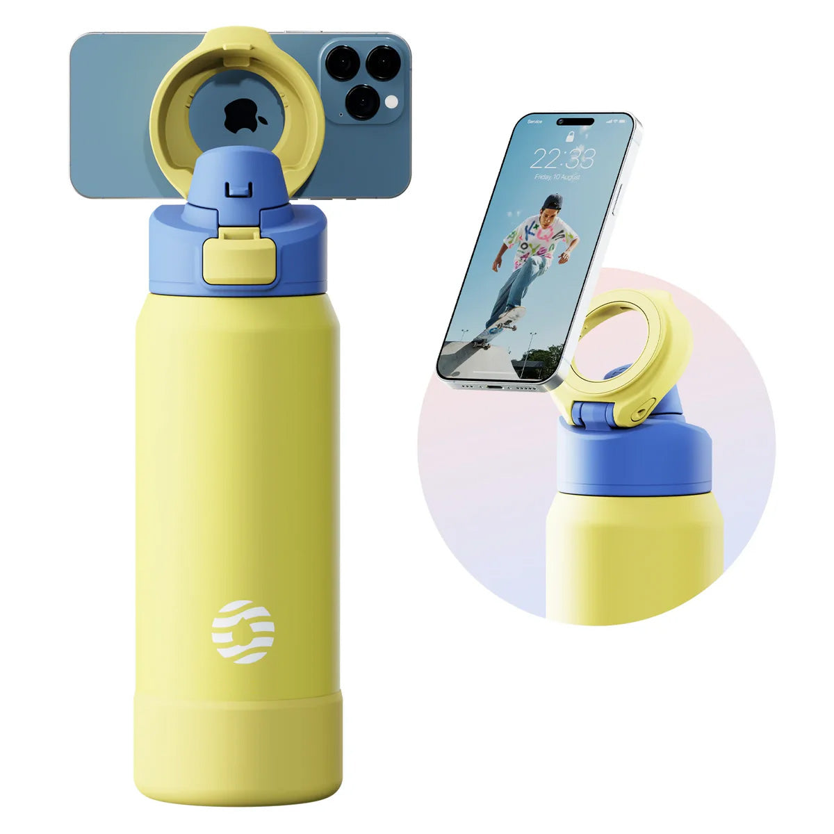 Thermos Magnetico Bottiglia D'Acqua Sportiva in Acciaio Inossidabile Con Supporto Magnetico per Telefono Copertura Rimbalzante Tazza Isolante