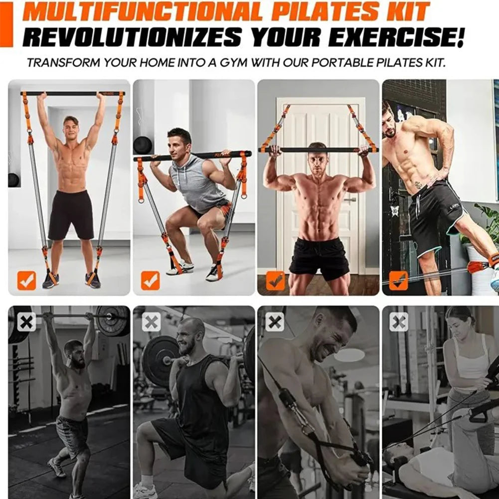 Kit Barra per Pilates Con Fasce Di Resistenza Barra per Pilates Multifunzionale Bastone per Yoga Portatile per Pilates Attrezzatura per L'Allenamento Della Forza Della Palestra Domestica
